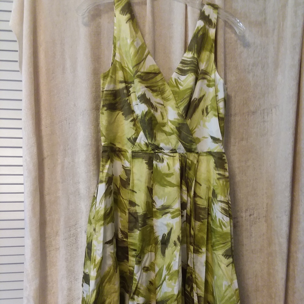 Ann Taylor White and Green Dress Size 4